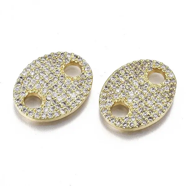 Brass Micro Pave Clear Cubic Zirconia Links Connectors