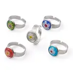 Adjustable Handmade Millefiori Glass Finger Rings