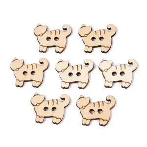 Cat Shape Wood Buttons