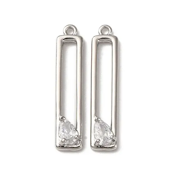 Brass Micro Pave Clear Cubic Zirconia Pendants