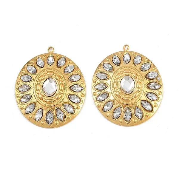304 Stainless Steel Rhinestone Pendants