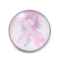 Breast Cancer Awareness Ribbon Glass Brooches