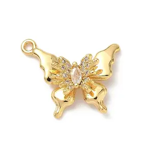 Brass Micro Pave Clear Cubic Zirconia Pendants