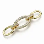 Brass Micro Pave Clear Cubic Zirconia Links Connectors