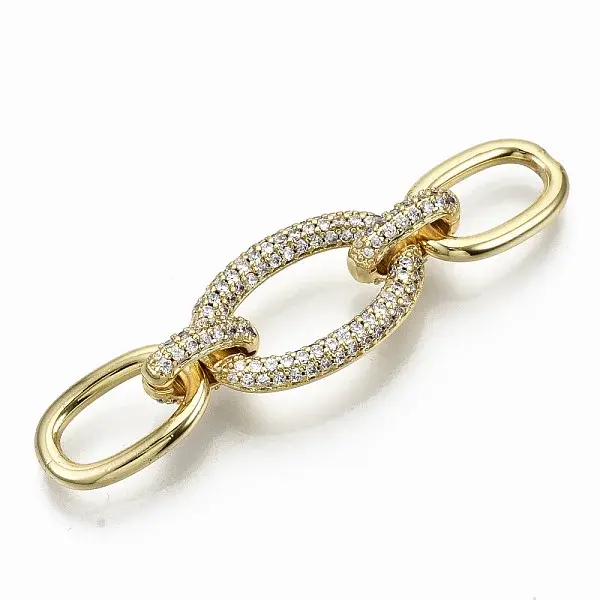 Brass Micro Pave Clear Cubic Zirconia Links Connectors