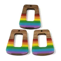 Pride Rainbow Theme Resin & Walnut Wood Pendants