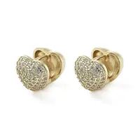 Heart Brass with Cubic Zirconia Hoop Earrings