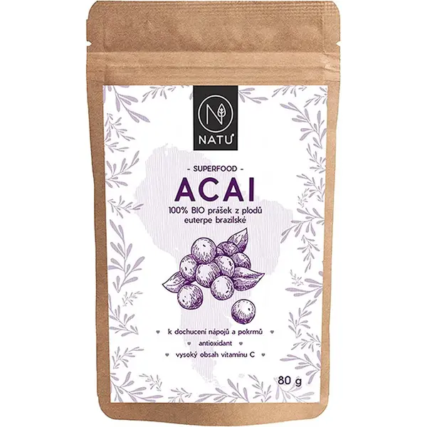NATU Acai BIO prášek v BIO kvalitě 80 g