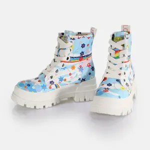 BUFFALO Aspha Lace Up Hi - Vegan Nappa - White Rainbow 38