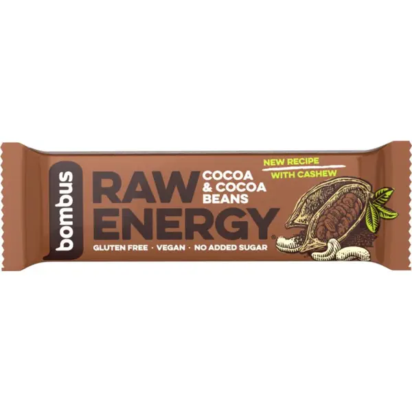 Bombus Raw Energy ovocná tyčinka príchuť Cocoa & Cocoa Beans 50 g