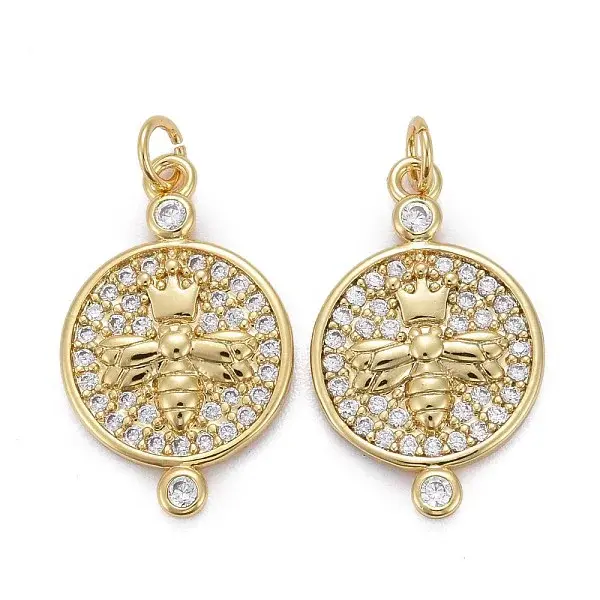Brass Micro Pave Clear Cubic Zirconia Pendants