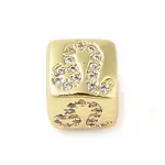 Brass Micro Pave Clear Cubic Zirconia European Beads