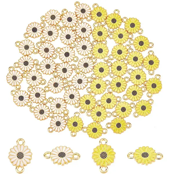 50Pcs 2 Colors Golden Tone Alloy Connector Charms