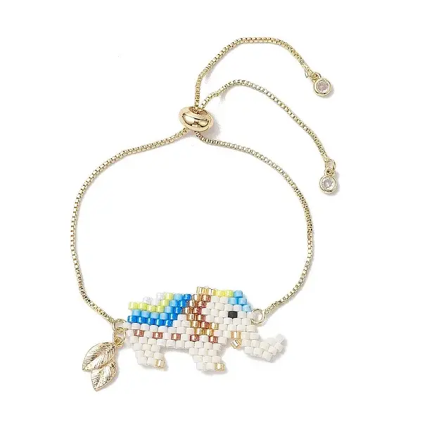 Elephant Glass Seed Beads Link Bracelets