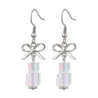 Brass with Glass Dangle Earrings for Women