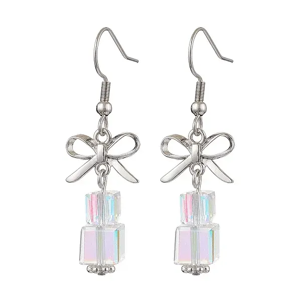 Brass with Glass Dangle Earrings for Women