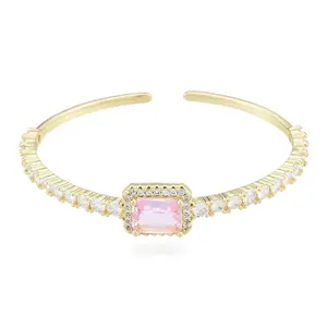 Cubic Zirconia Rectangle Open Cuff Bangle