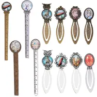 Tibetan Style Bookmark Cabochon Settings and Transparent Oval Glass Cabochons