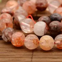 Natural Hematoid Quartz/Fire Quartz Round Beads Strands