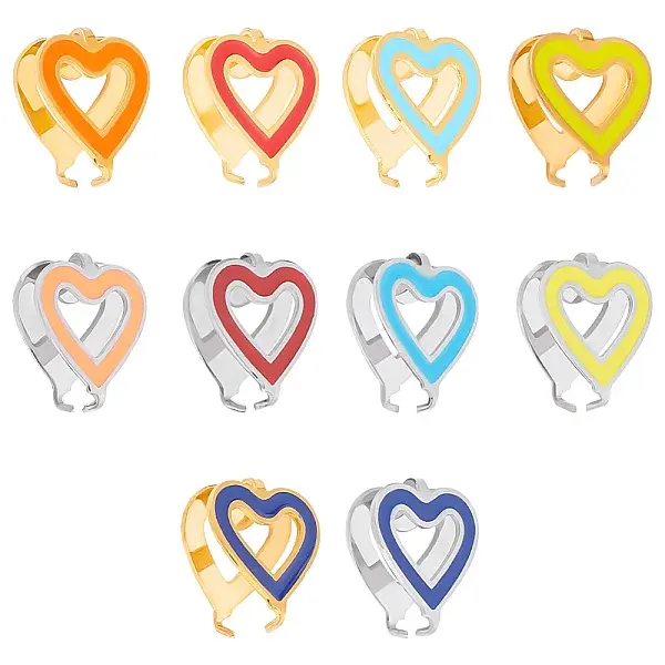 10Pcs 10 Colors 304 Stainless Steel Snap on Bails