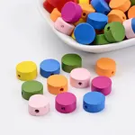 Mixed Color Flat Round Natural Wood Beads