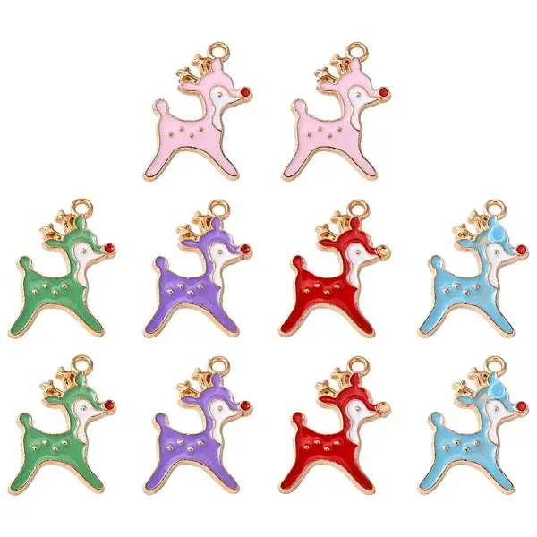 10Pcs 5 Colors Alloy Enamel Pendants