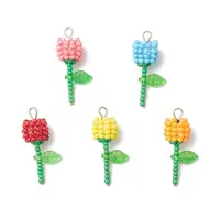 Grade A Round Glass Seed Beads Acrylic Flower Charms