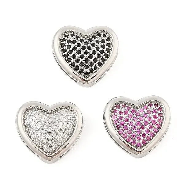 Brass Micro Pave Cubic Zirconia Slide Charms