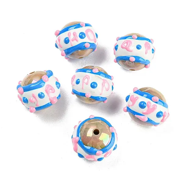 Hand Painted Acrylic with Enamel Beads