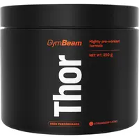 GymBeam Thor Pre-Workout podpora sportovního výkonu s kofeinem příchuť Strawberry & Kiwi 210 g