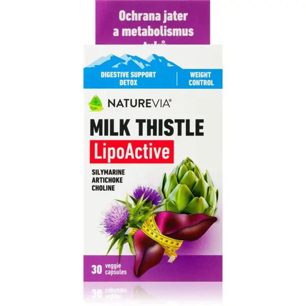 NatureVia Ostropestřec LipoAktiv kapsle pro podporu funkce jater 30 cps