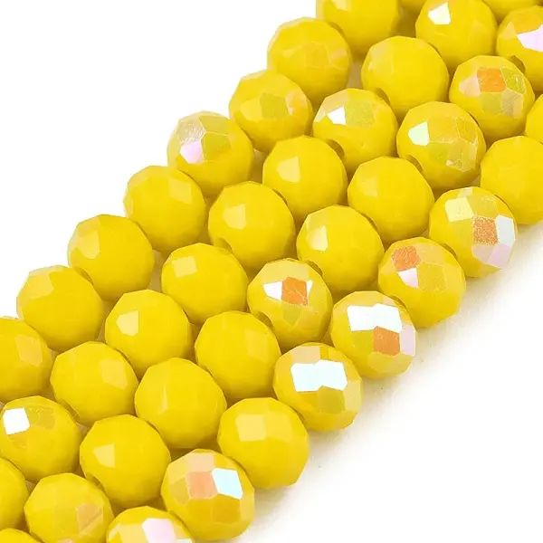 Electroplate Opaque Solid Color Glass Beads Strands