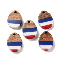 Independence Day Opaque Striped Resin & Walnut Wood Pendants