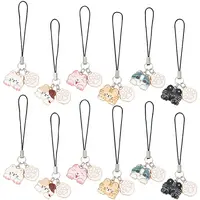 Cat & Paw Print Alloy Enamel Mobile Straps