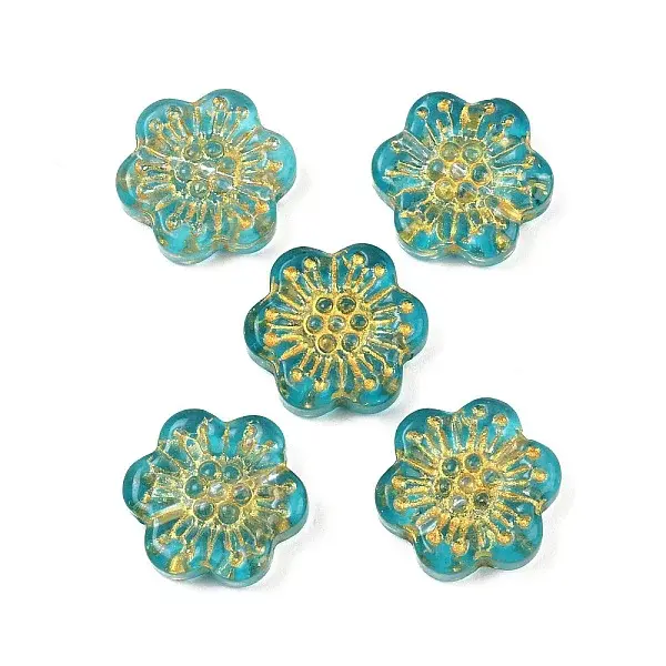 Baking Paint and Golden Metal Enlaced Glass Beads