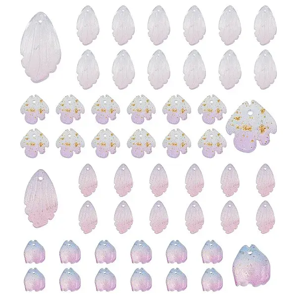 80Pcs 4 Style Glass Pendants