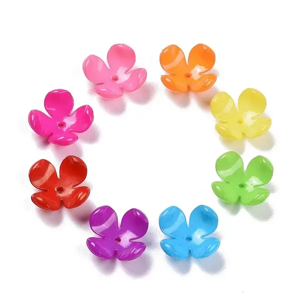 Opaque Acrylic Flower Bead Caps