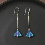 Electroplated 304 Stainless Steel Resin Fan Dangle Earrings