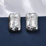 Rectangle Brass Micro Pave Cubic Zirconia Stud Earrings