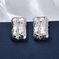 Rectangle Brass Micro Pave Cubic Zirconia Stud Earrings