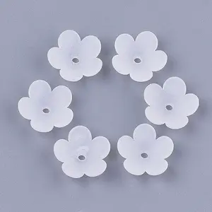 5-Petal Transparent Acrylic Bead Caps