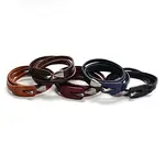 3-Loop Cowhide Leather Wrap Bracelets