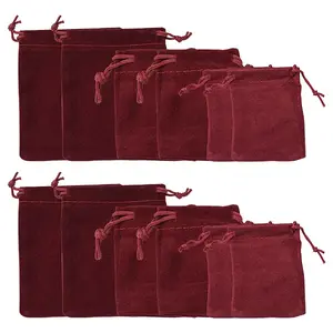 18Pcs 3 Styles Rectangle Velvet Drawstring Pouches