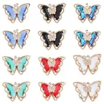 24Pcs 6 Colors Brass with Glass Pendants