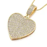 Brass Micro Pave Clear Cubic Zirconia Box Chain Heart Pendant Necklaces for Women