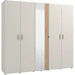 Pětidveřová šatní skříň se zrcadlem katharos - béžová/dub artisan