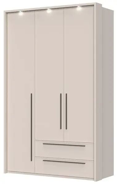 Třídveřová šatní skříň se zásuvkami a led osvětlením baptiste - béžová