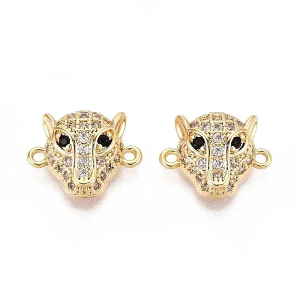 Brass Micro Pave Clear and Black Cubic Zirconia Connector Charms