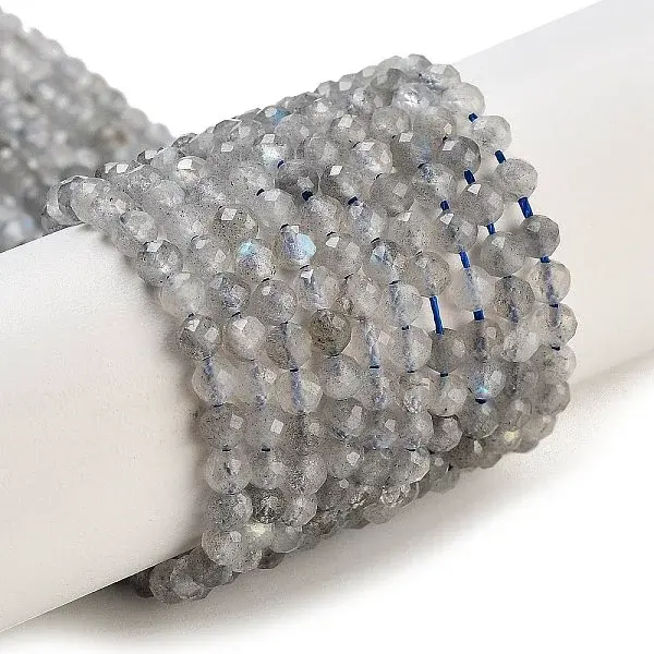 Faceted Round Natural Labradorite Bead Strands