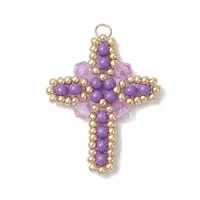 Glass Seed Beaded Cross Pendants